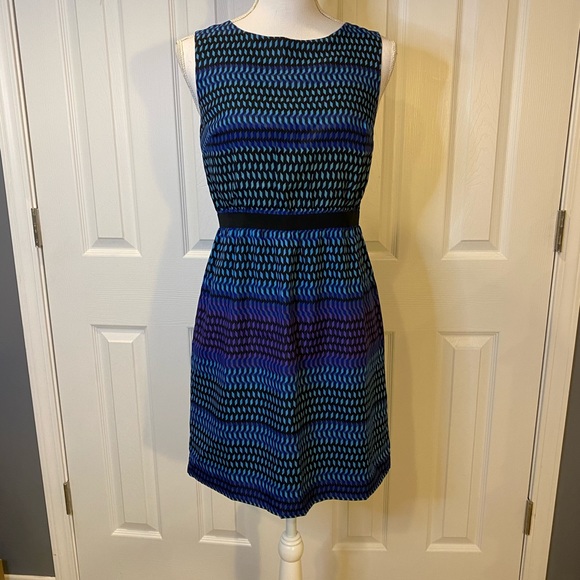 LOFT Dresses & Skirts - Loft blue and black multi colored dress XS